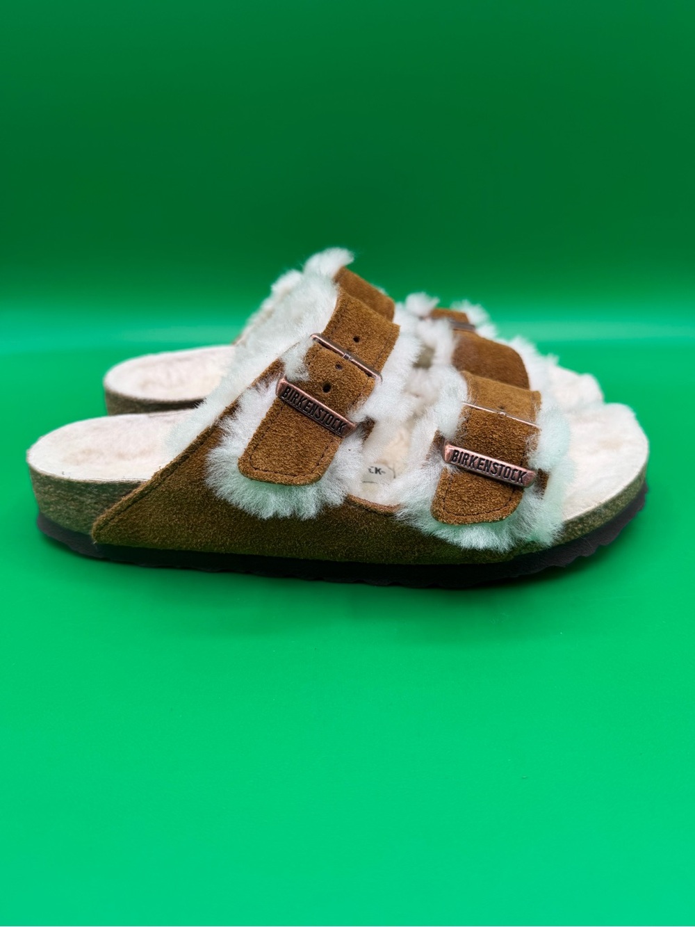 Birkenstock Arizona Shearling Suede Leather Sandals- Mink SZ 5.5 UNISEX